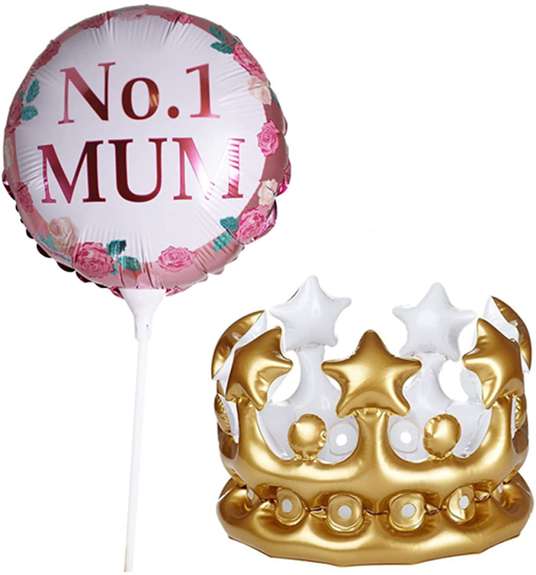 Number One Mum Balloon And Crown Set Mothers Day Or Birthday Celebration