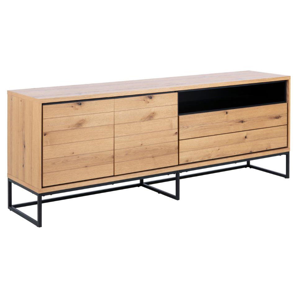 Dalarna Modern Oak Sideboard Large Cabinet 2 Door, 2 Drawers, Soft Close 197.8x45x75.8cm
