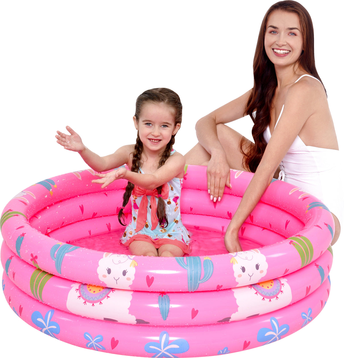 Great Value 39" Round Inflatable Pool Cute Alpaca Paddling Pool Baby Water Splash to Cool Down or Use as Ball Pit 100cm by 30cm in Pink or Blue
