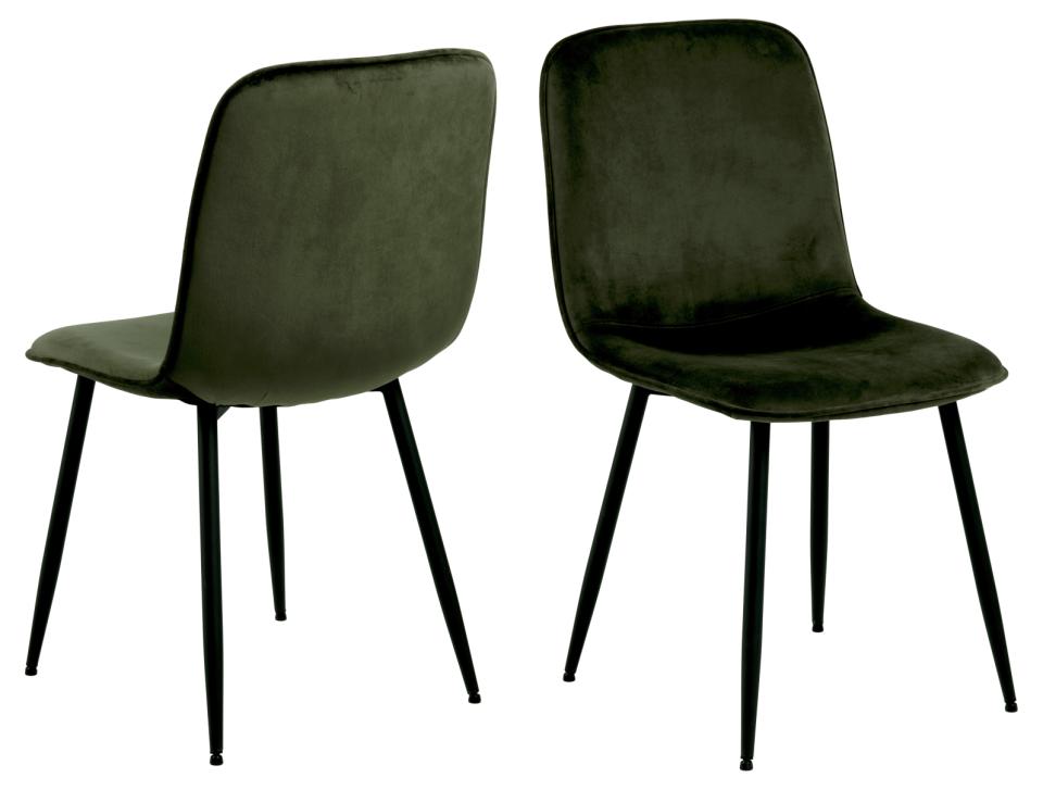 Delmy Dining Chairs In Olive Green Lloyd Fabric, Set Of 4