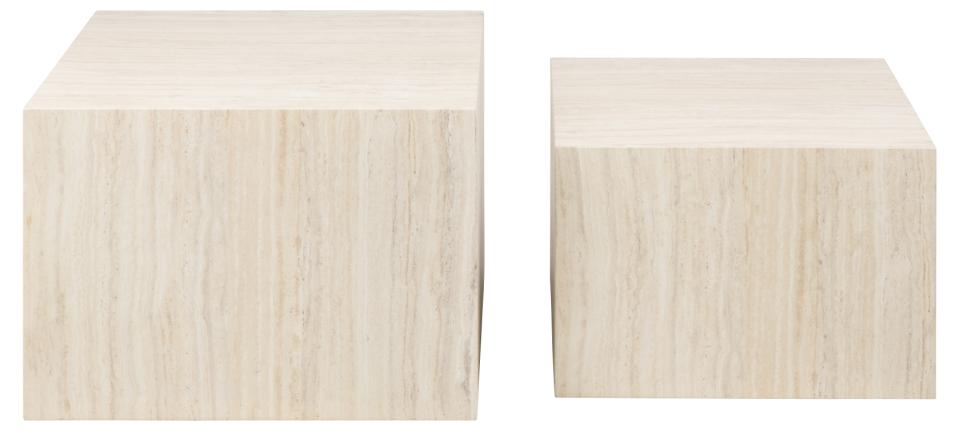 Dice Double Designer Coffee Table Set Large Square Travertine Centre Piece 58cm