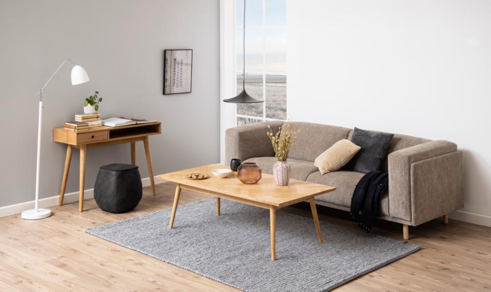Dorney Coffee Table With Oak Rectangle Herringbone Design 140x70cm