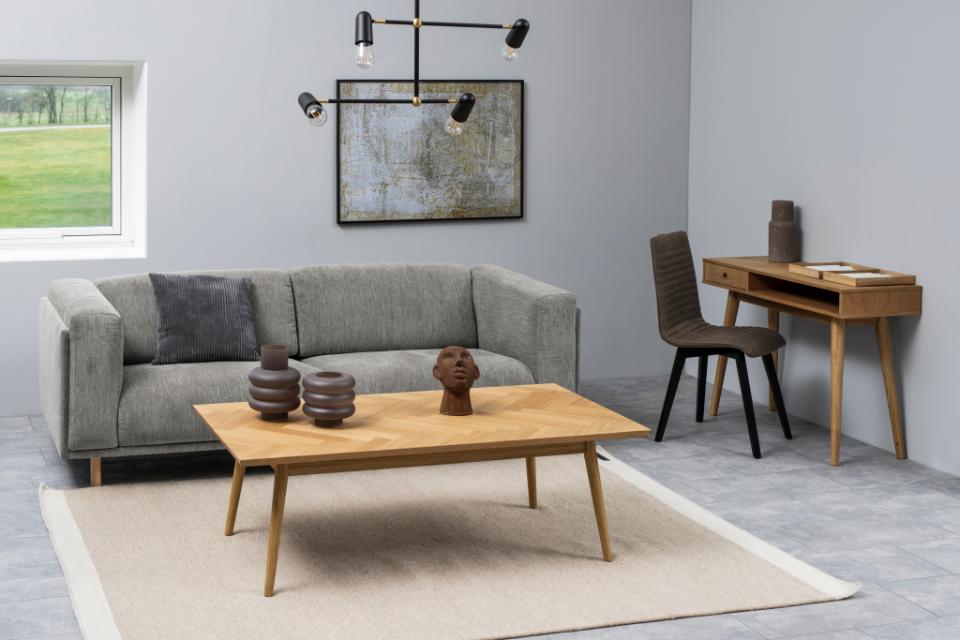 Dorney Coffee Table With Oak Rectangle Herringbone Design 140x70cm