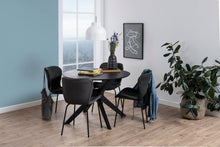 Load image into Gallery viewer, Duncan Desiderio Black Oak Dining Table With Round Top And Cross Legs, 4 Seats
