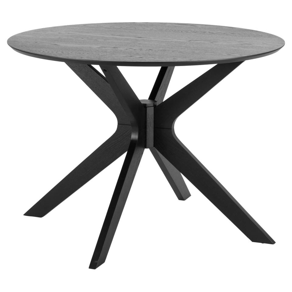 Duncan Desiderio Black Oak Dining Table With Round Top And Cross Legs, 4 Seats
