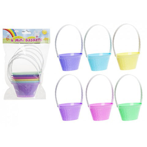 6 Mini Easter Baskets In Pastel Colours For Small Eggs, Collecting Or Display