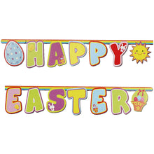 Load image into Gallery viewer, Happy Easter Cardboard Hanging Banner with Eggs and Sun Large Size 180cm 6ft
