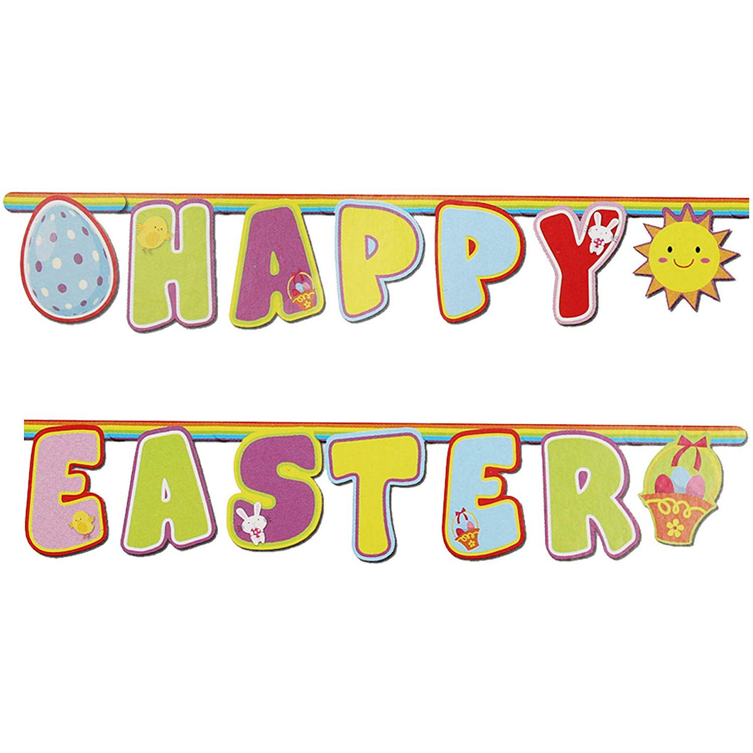 Happy Easter Cardboard Hanging Banner with Eggs and Sun Large Size 180cm 6ft