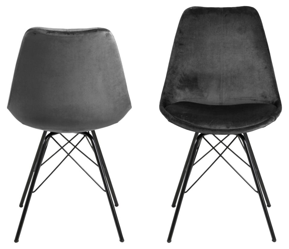 front and back of chair with steel base and fabric top