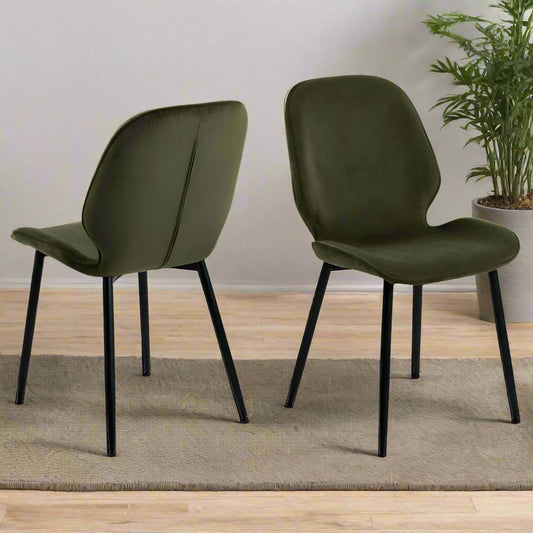 Femke Olive Green Designer Dining Chair, Set Of 4 Chairs