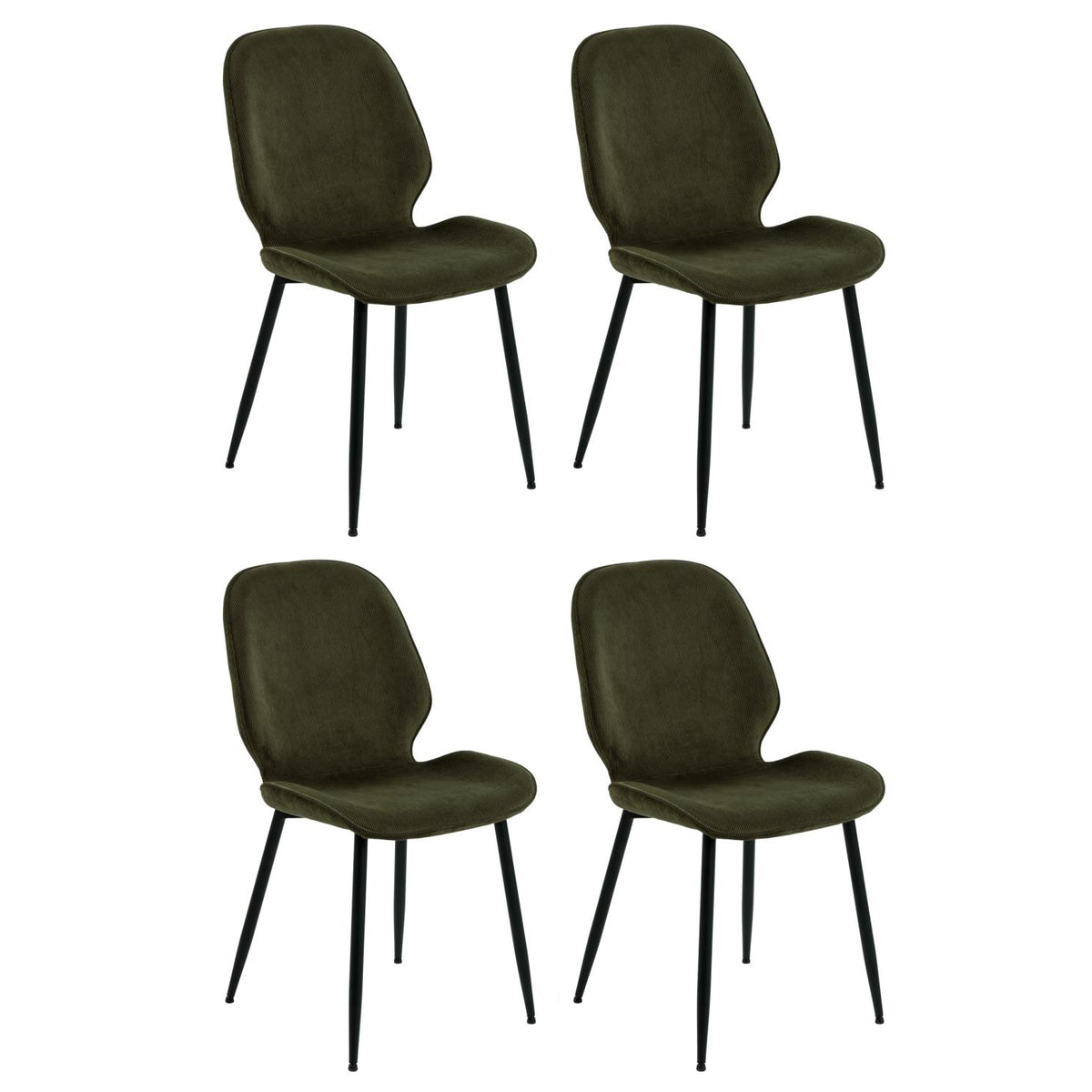 Femke Olive Green Designer Dining Chair, Set Of 4 Chairs