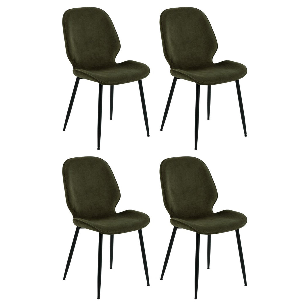 Elegant Femke Olive Green Designer Dining Chair, Set Of 4 Chairs