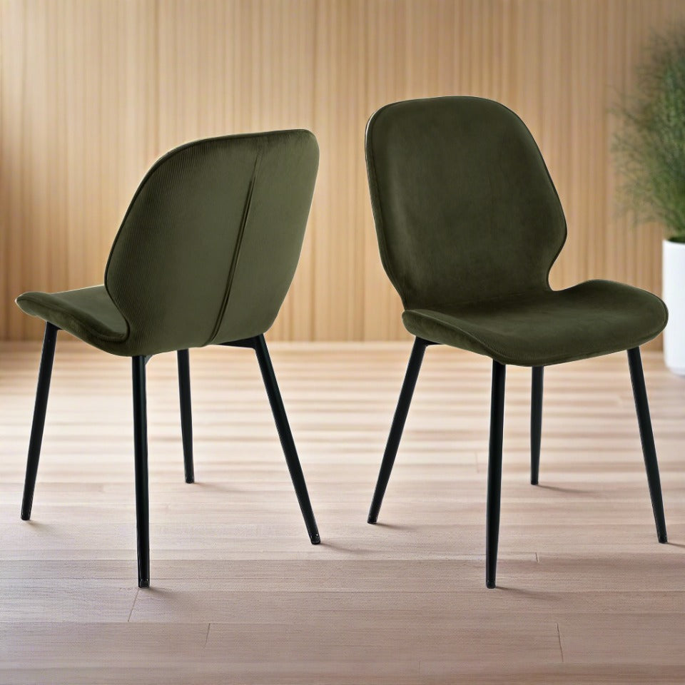 Elegant Femke Olive Green Designer Dining Chair, Set Of 4 Chairs