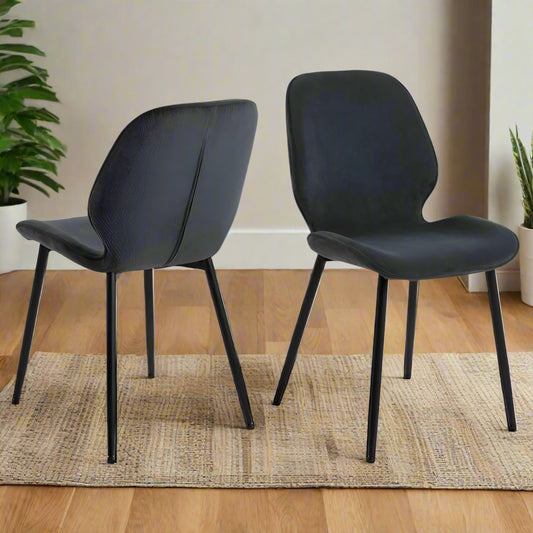 Femke Grey Elegant Anthracite Fabric Designer Dining Chair, Set Of 4 Chairs