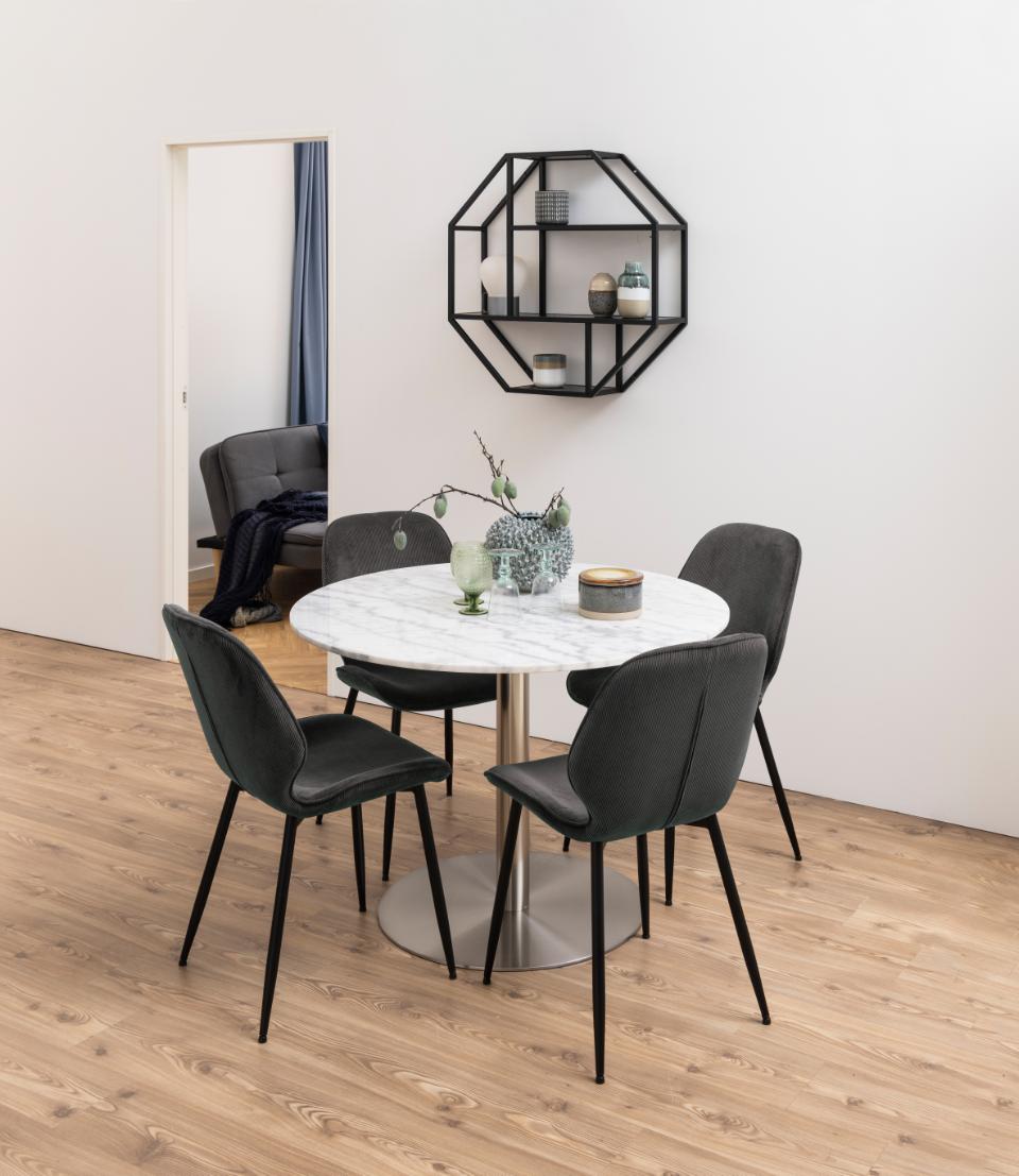 Femke Grey Elegant Anthracite Fabric Designer Dining Chair, Set Of 4 Chairs