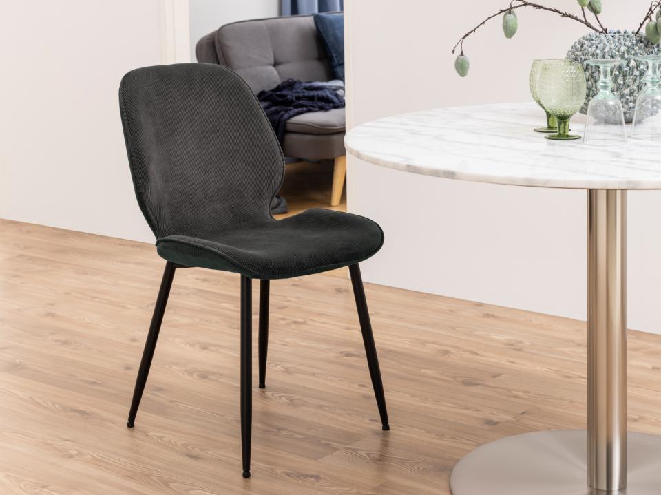 Femke Grey Elegant Anthracite Fabric Designer Dining Chair, Set Of 4 Chairs