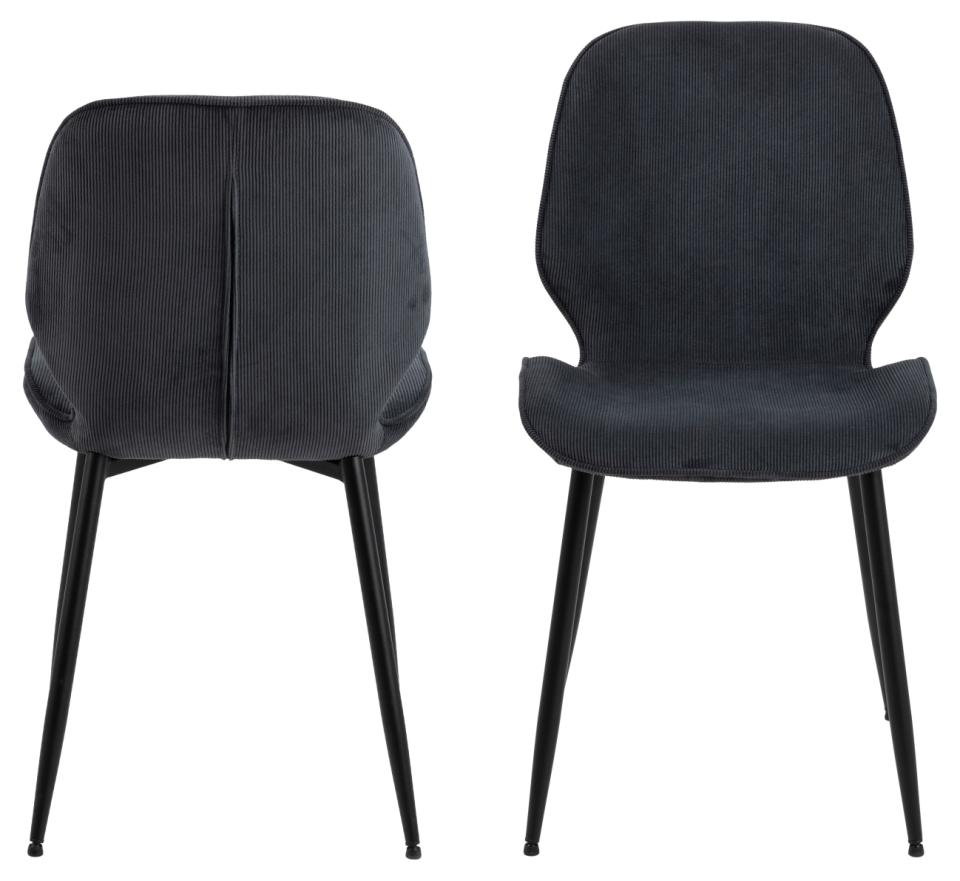 Femke Grey Elegant Anthracite Fabric Designer Dining Chair, Set Of 4 Chairs