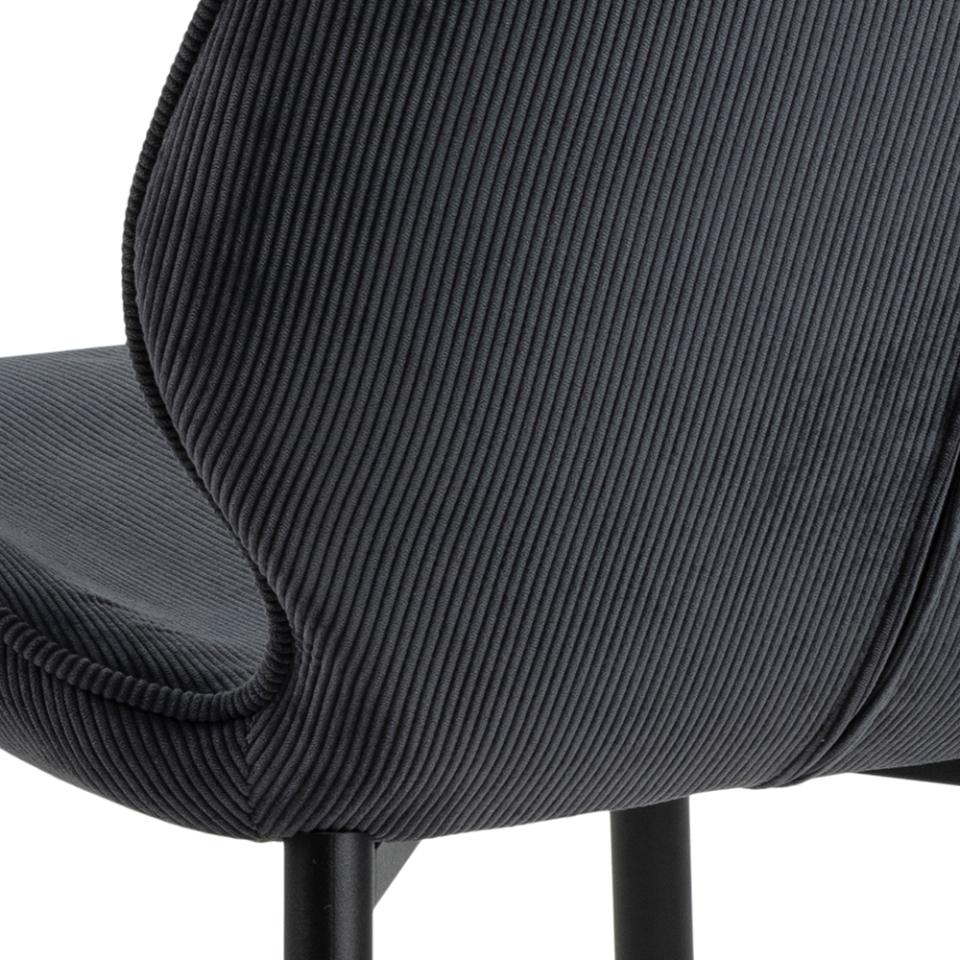 Femke Grey Elegant Anthracite Fabric Designer Dining Chair, Set Of 4 Chairs