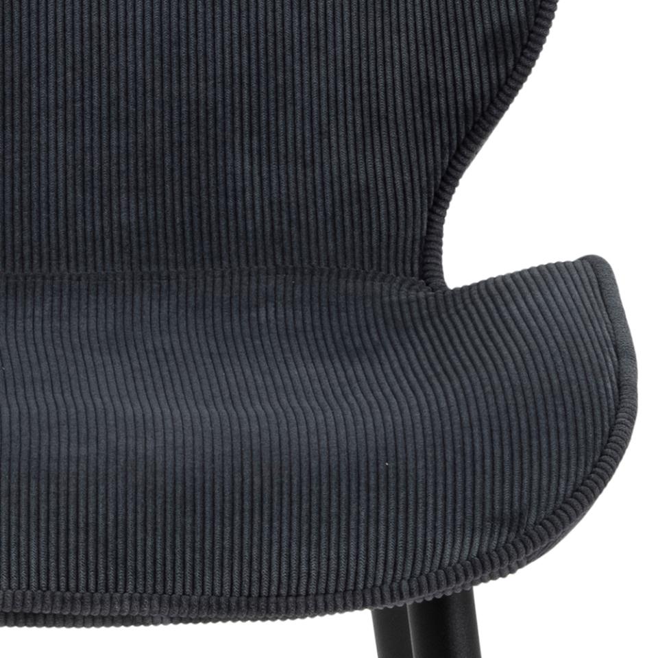 Femke Grey Elegant Anthracite Fabric Designer Dining Chair, Set Of 4 Chairs