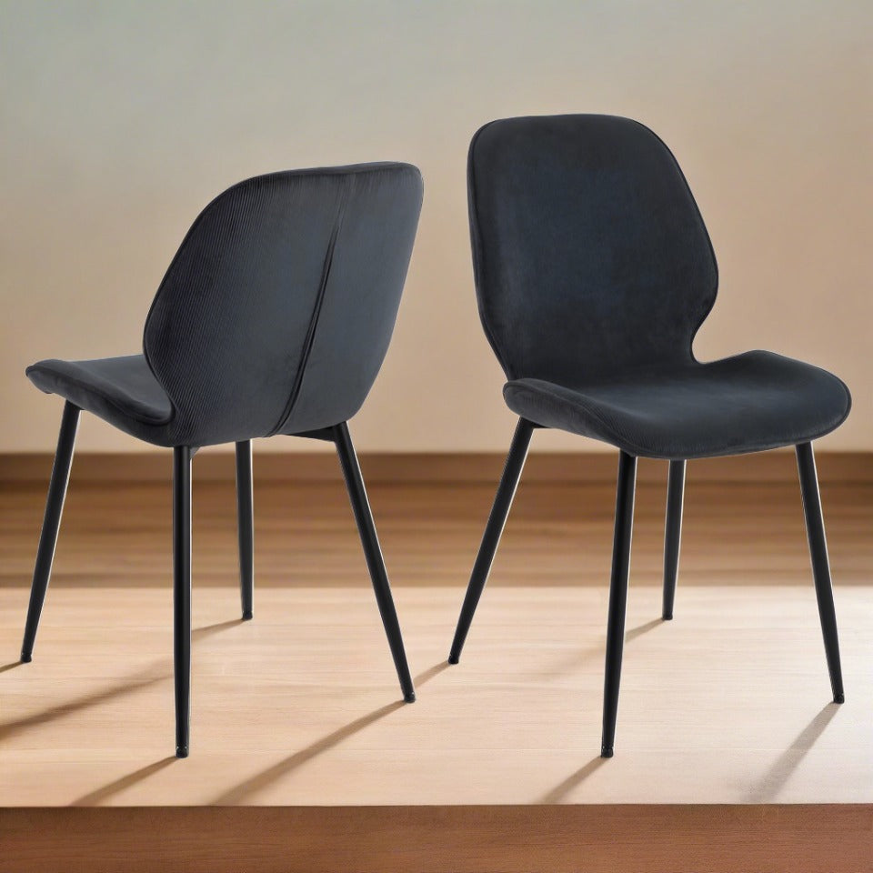 Elegant Femke Grey Anthracite Fabric Designer Dining Chair, Set Of 4 Chairs