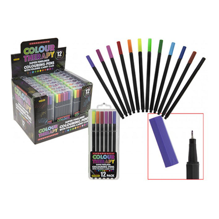 Colour Therapy 12 Brightly Coloured Fine Liners in Case