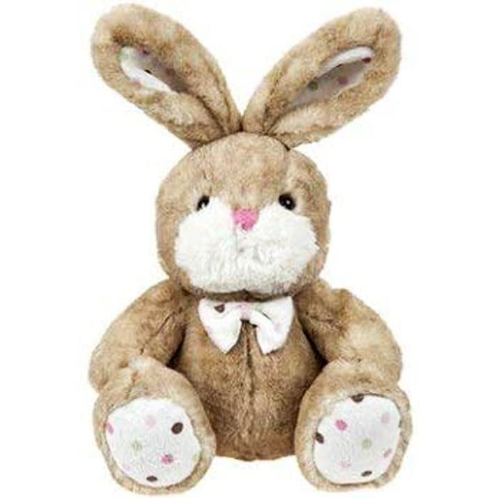 Cute Easter Bunny Plush Animal Toy, Fluffy Brown Bunny with Polka Dot Pastel Bow Tie, Feet and Ears