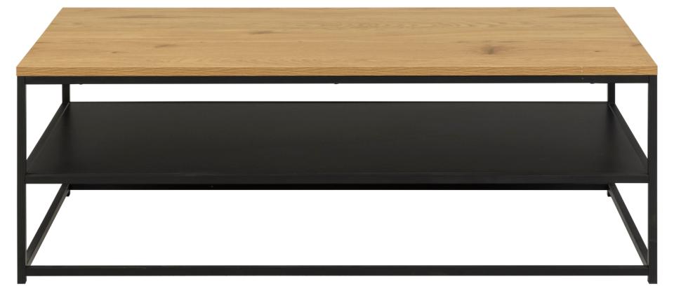 Gila Large Rectangular Coffee Table With Black Shelf And Metal Base 120x60x42cm