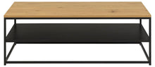 Load image into Gallery viewer, Gila Large Rectangular Coffee Table With Black Shelf And Metal Base 120x60x42cm
