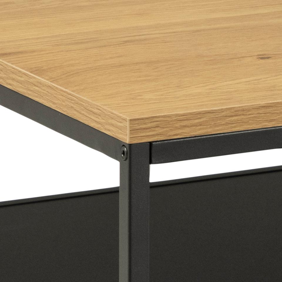 Gila Large Rectangular Coffee Table With Black Shelf And Metal Base 120x60x42cm