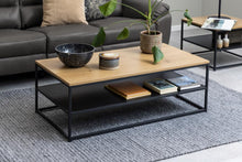 Load image into Gallery viewer, Gila Large Rectangular Coffee Table With Black Shelf And Metal Base 120x60x42cm
