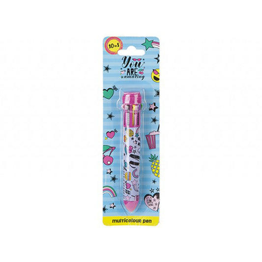 Stay Awesome Theme 10 in 1 Multicolour Roller Ball Pen