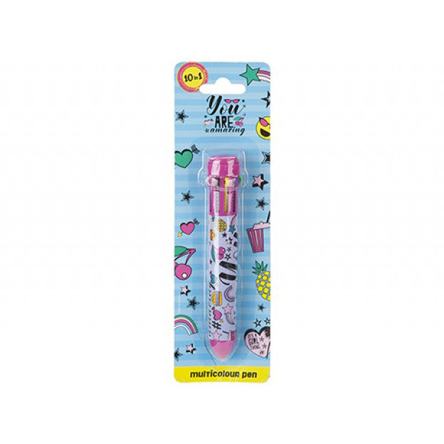 Stay Awesome Theme 10 in 1 Multicolour Roller Ball Pen