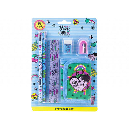 Stay Awesome Stationery Set - Wallet, Ruler, Sharpener, Pencils, and Eraser