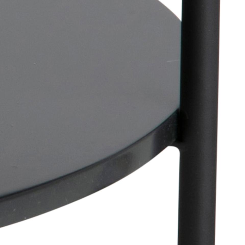 Goldington Coffee Table Round With Brown Marble Top, Black Shelf And Metal Base 80cm