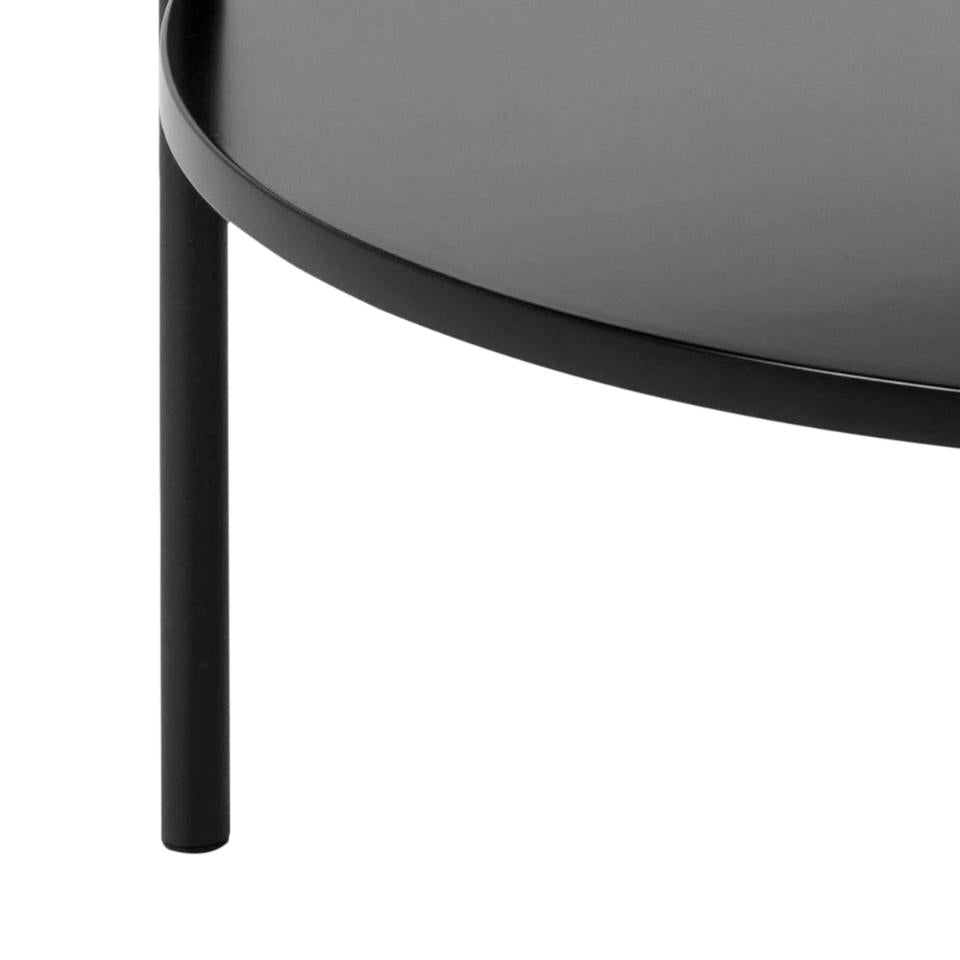 Goldington Coffee Table Round With Black Marble Top, Black Shelf And Metal Base 80cm