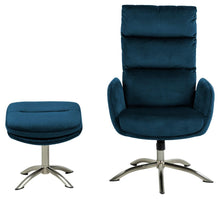 Load image into Gallery viewer, Comfort Lounger Haddam Blue Fabric Recliner Resting Chair With Stool And Swivel Function
