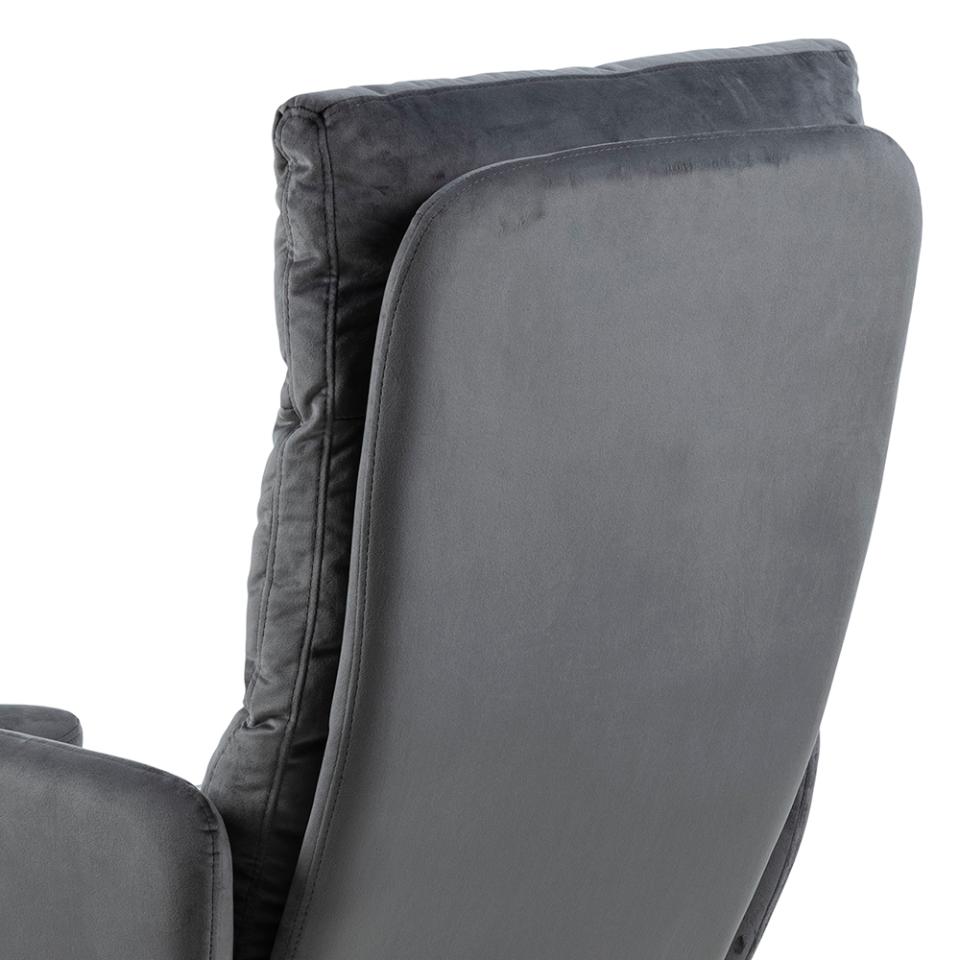 Comfort Lounger Haddam Grey Fabric Recliner Resting Chair With Stool And Swivel Function