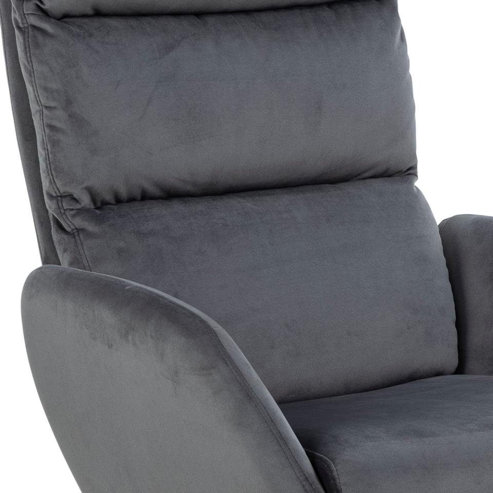 Comfort Lounger Haddam Grey Fabric Recliner Resting Chair With Stool And Swivel Function