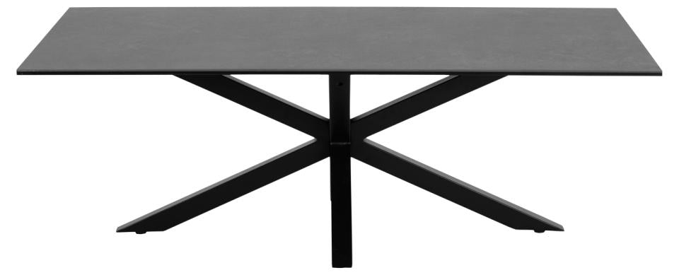 Heaven Rectangular Coffee Table Solid Metal Cross Legs, Black Ceramic Top 130x70cm