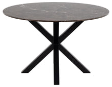 Load image into Gallery viewer, Heaven Round Lavish Marble Dining Table Brown Top,  Solid Black Metal Base 120x75.5cm
