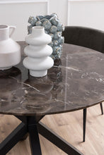 Load image into Gallery viewer, Heaven Round Lavish Marble Dining Table Brown Top,  Solid Black Metal Base 120x75.5cm
