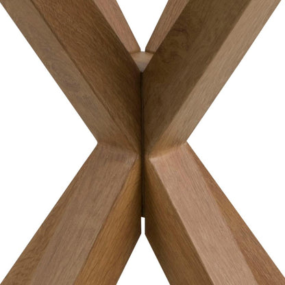 Exclusive Design Heaven Cross Leg Round Glass Side Lamp Table With An Oak Foil Metal Base 50x50x55cm