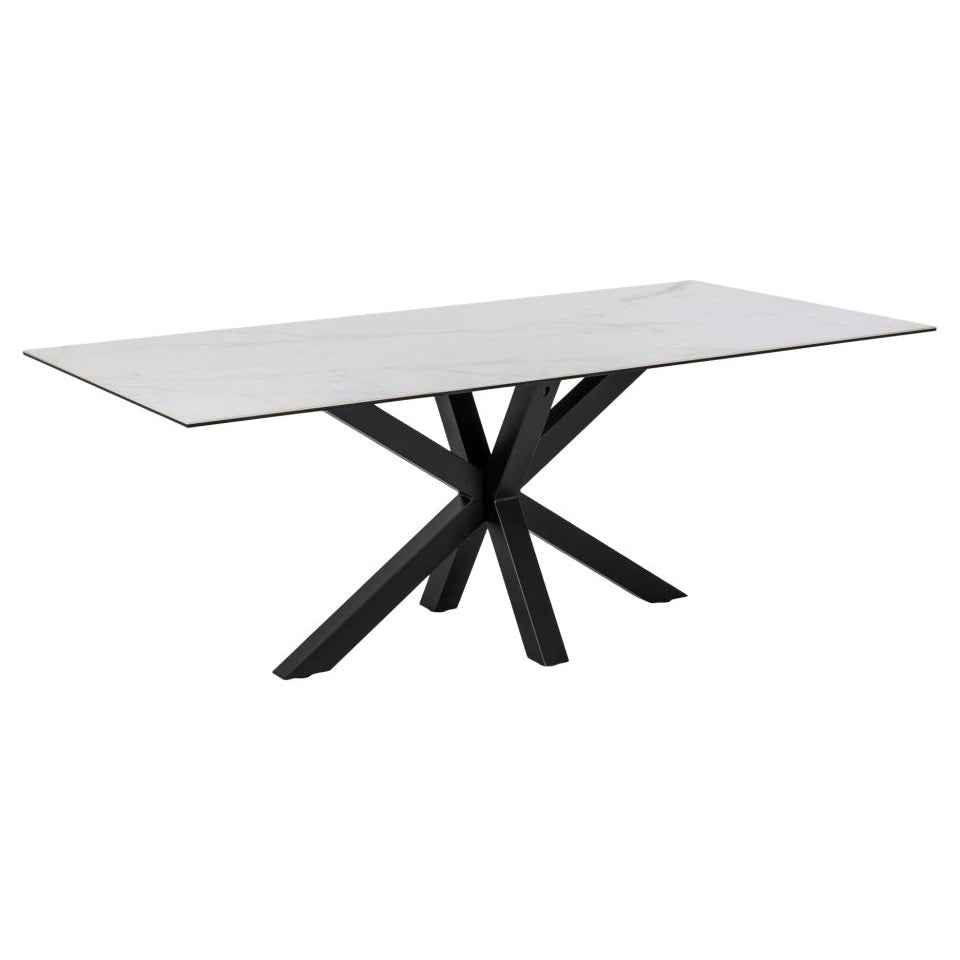 Heaven Large White Ceramic Rectangle Dining Table Sleek Modern Solid Metal Base 6/8 Seat 200x100x75.5