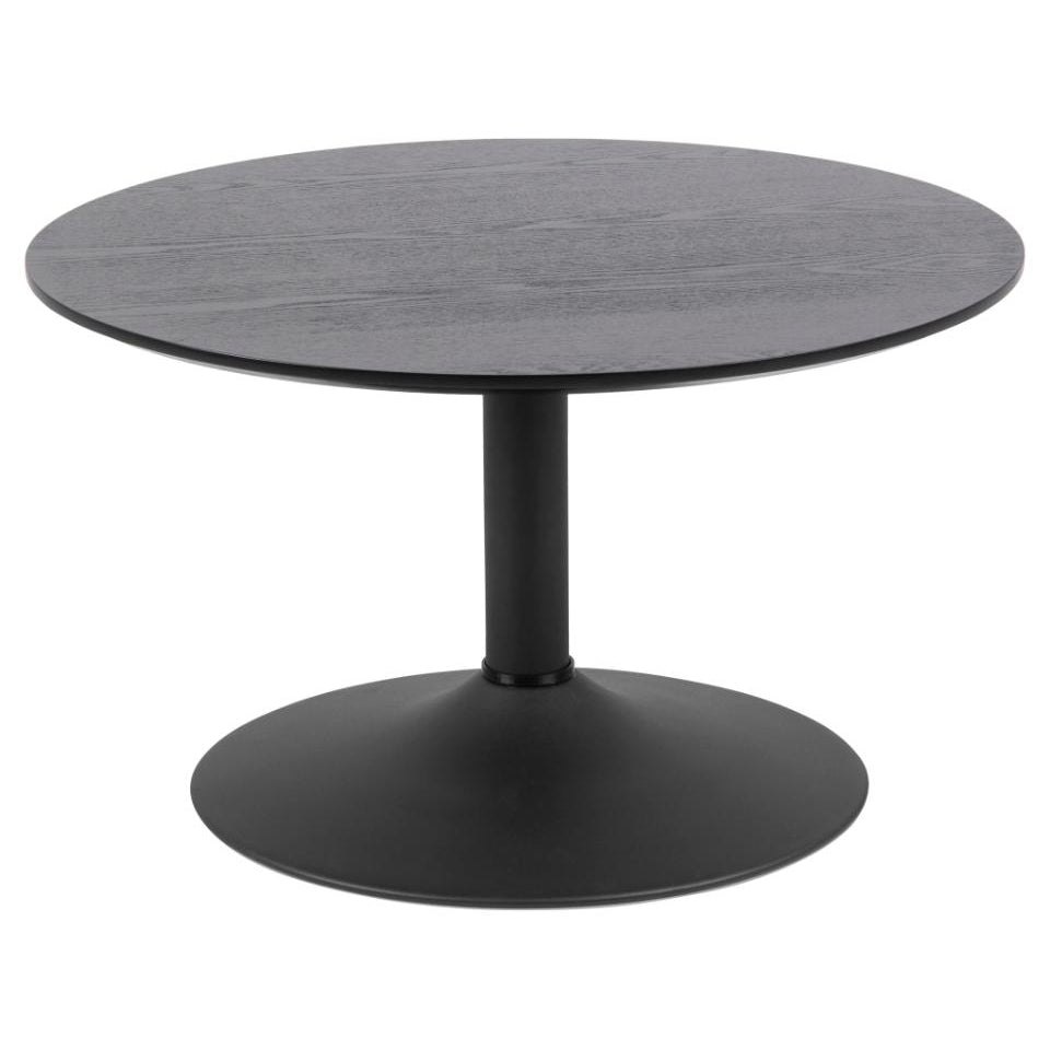 Ibiza Coffee Table Round With Black Ash Top And Solid Metal Base 70cm