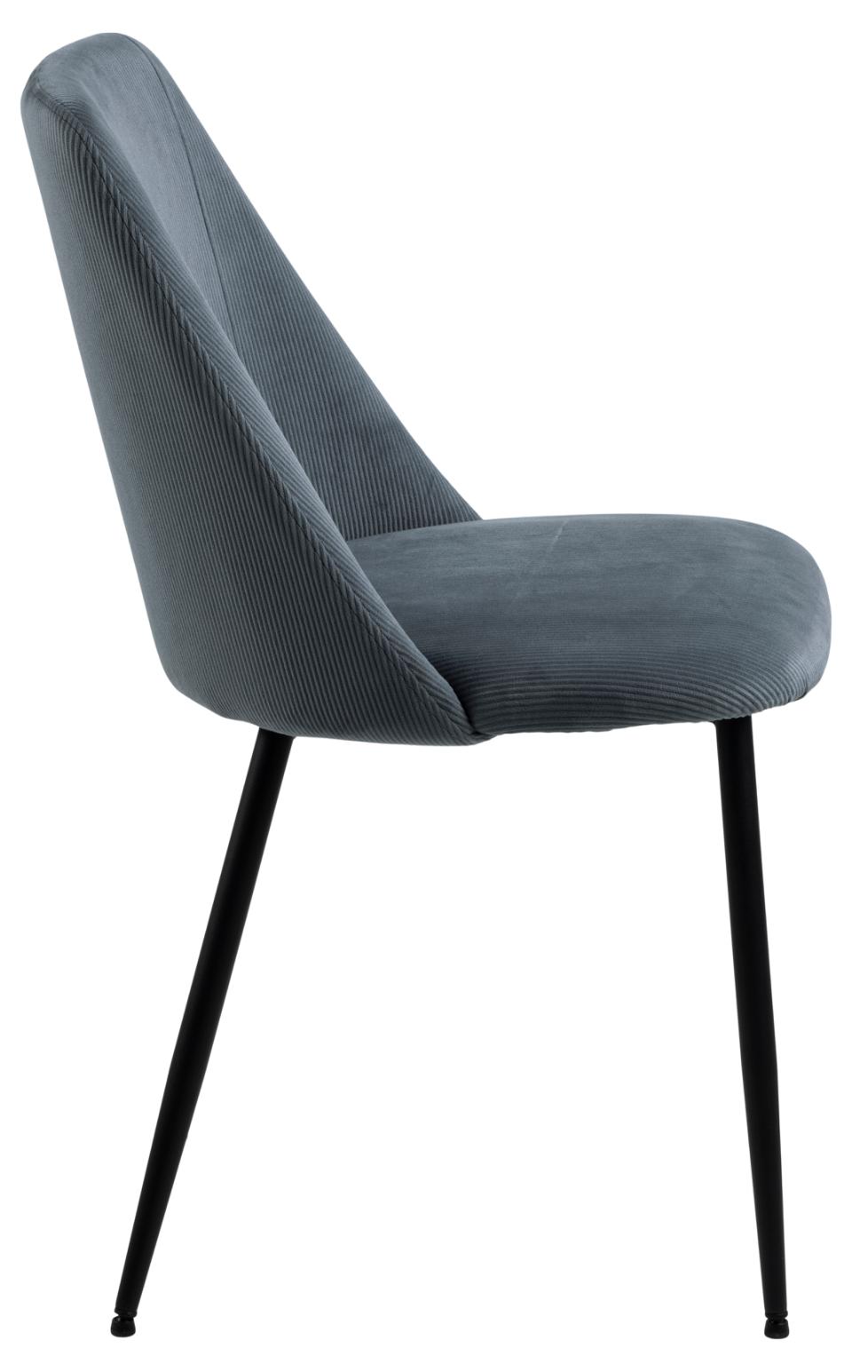Ines Luxury Fabric Dining Chair In Grey With Black Metal Legs, Set Of 4 Chairs