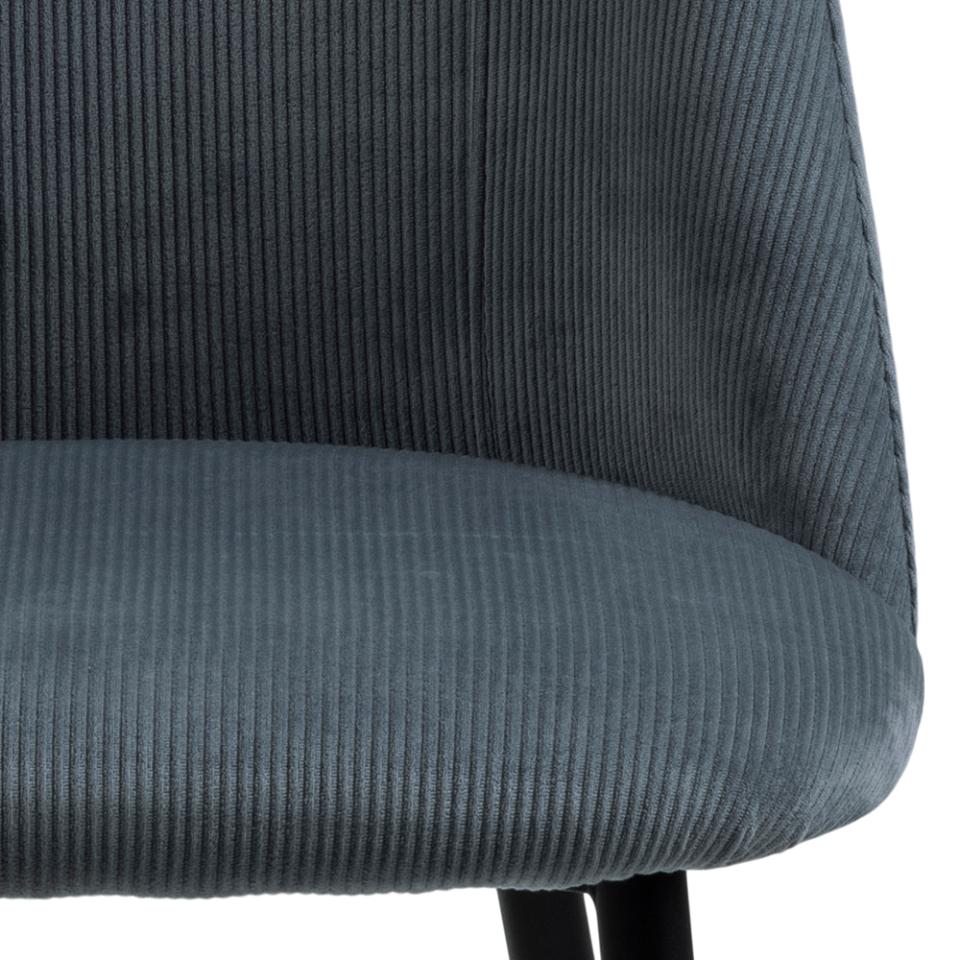 Ines Luxury Fabric Dining Chair In Grey With Black Metal Legs, Set Of 4 Chairs