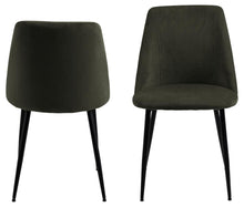 Load image into Gallery viewer, Ines Luxury Fabric Dining Chair In Olive Green With Black Metal Legs, Set Of 4 Chairs
