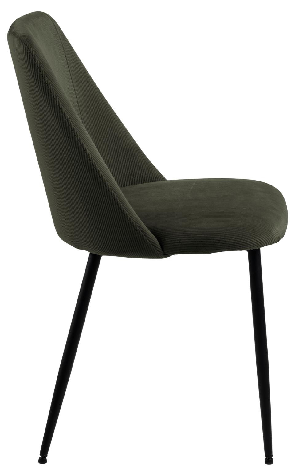 Ines Luxury Fabric Dining Chair In Olive Green With Black Metal Legs, Set Of 4 Chairs