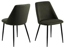 Load image into Gallery viewer, Ines Luxury Fabric Dining Chair In Olive Green With Black Metal Legs, Set Of 4 Chairs
