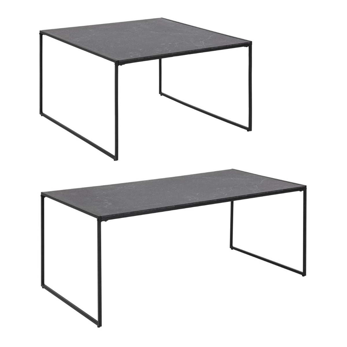 Infinity Coffee Table With Black Marble Print, Square 80x80cm